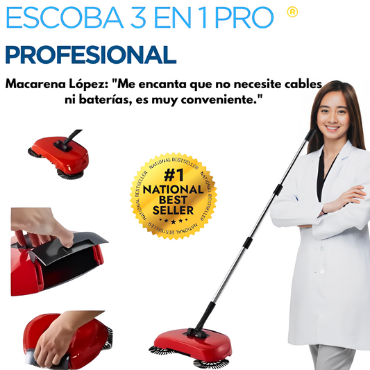 🧹 Escoba 3 en 1 Pro | Limpieza eficiente ✨